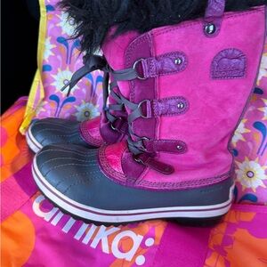 Sorel Fuchsia and Charcoal Snow Boots
